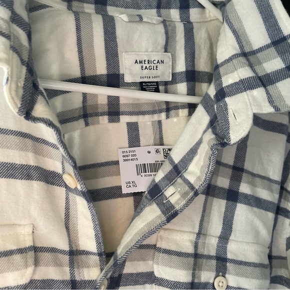 American eagle mens XL blue and white flannel - Picture 4 of 4